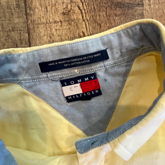 Tommy Hilfiger Yellow Oxford Cloth Button Front Shirt Cargo Pockets Cotton - Picture 7 of 7